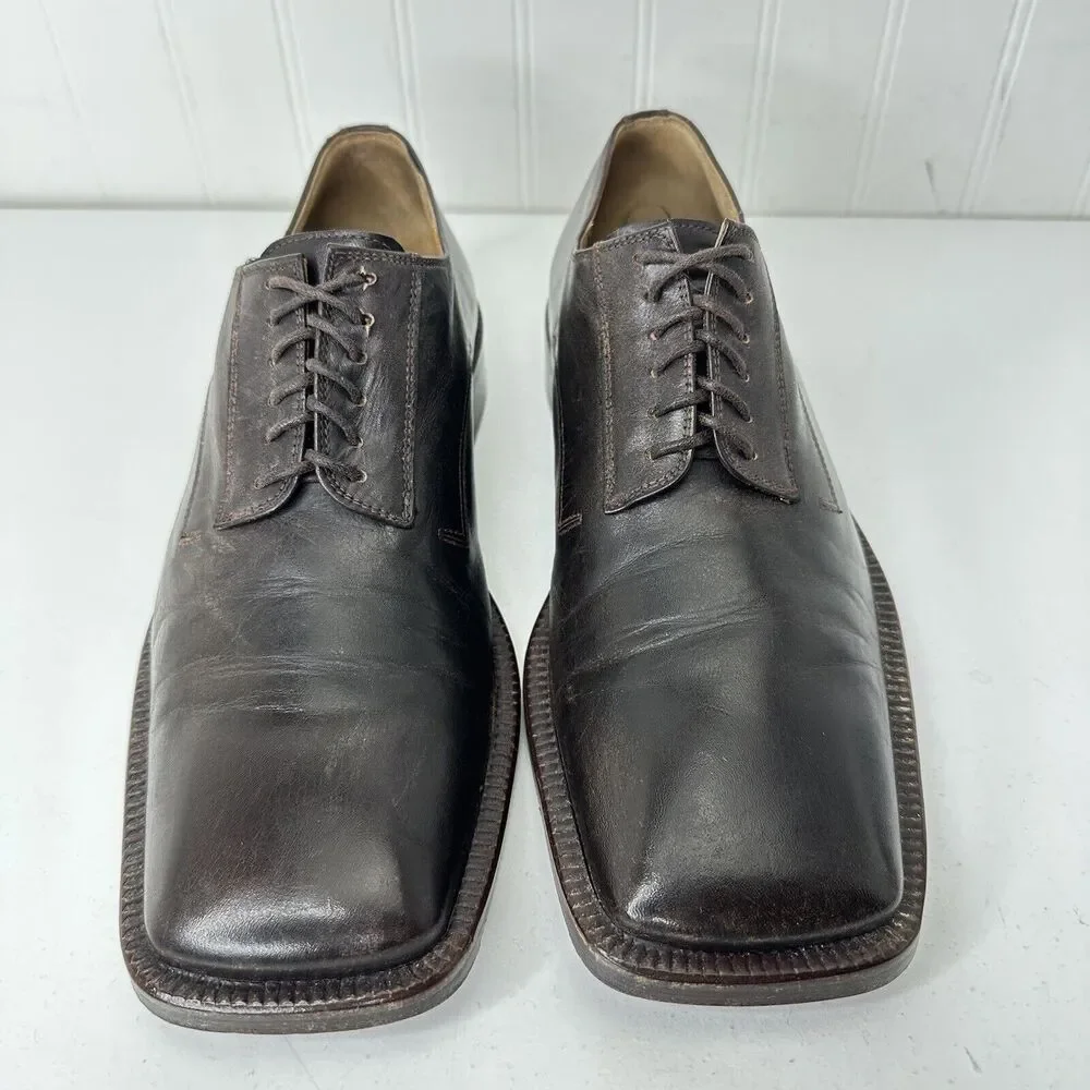 Avventura Brown Leather Dress Shoes Mens Oxfords Made In Spain Size 41 (9-9.5)
